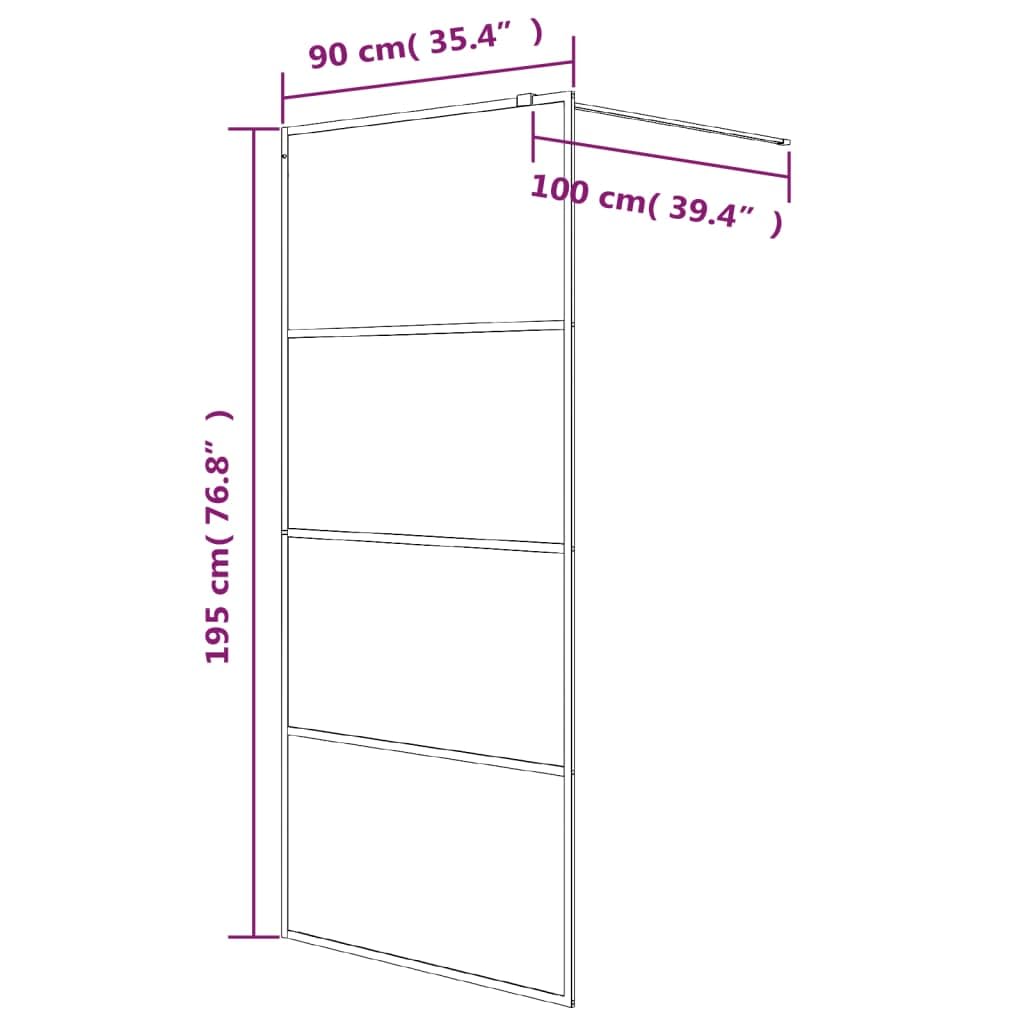 Mampara de ducha de cristal templado semimate, 5 mm, 90 x 195 cm, 4 paneles con perfil ajustable y protección contra salpicaduras