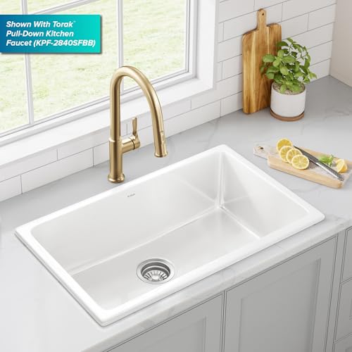 KRAUS Gloss White 30 in Fireclay Drop In Kitchen Sink KFD1-30GWH - image 3
