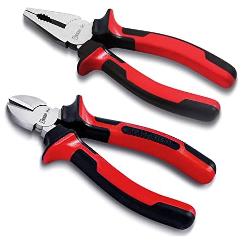 Sharp-tec 2Pcs Pliers Set, 8" Wire Cutters and 8" Combination Pliers with Hardened Treatment, UK Professional Durable Tool Set Cover