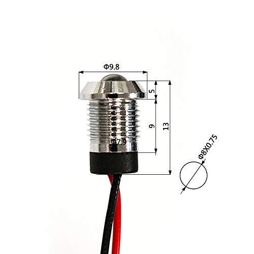 5PCS/set 8mm 5/16" LED Signal Indicator Bulb Pilot Dash Light with Cable Length 20.5cm / 8.1 inch for Car Auto Vehicle Boat - Thumbnail 3