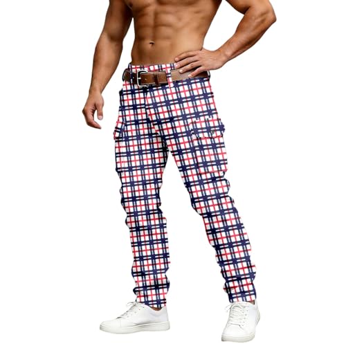 Pantalon cargo d'été pour homme à carreaux vintage et ample