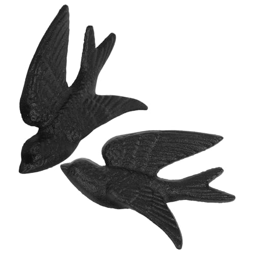 Homoyoyo Escultura Mural De Pájaro En 3d De Hierro Fundido Mediana, Arte Decorativo Metálico Vintage Para Hogar y Jardín, Decoración Pared Elegante Para Salas y Balcones, Juego De 2 Piezas