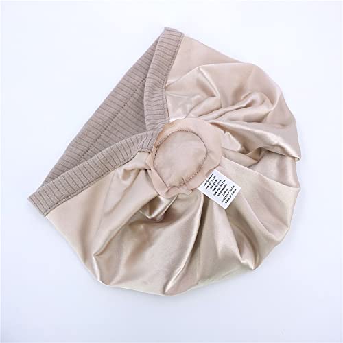 Silky Satin Lined Turban Hat For Babies Infant Toddler Girls Boys Bonnet Newborn Cotton Beanie Little Kids Show Caps ((0-6Month),001 Rib Oat) #TOP5