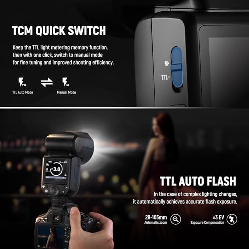 Image of NEEWER Z2-N 2.4G TTL Round Head Flash Speedlite Compatible with Nikon, 76Ws Speedlight with Upgraded UI, Modeling Lamps, TTL /M Quick TCM Switch, 1 /8000s HSS, 2600mAh Battery, Cleaning Cloth