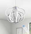 Munbea Modern Chrome LED Chandelier with Remote Control, Dimmable LED Chandelier with 3 Color Temperature,8 Lights Hanging Pendant Lights for Dining Room Foyer Entryway Kitchen Living Room