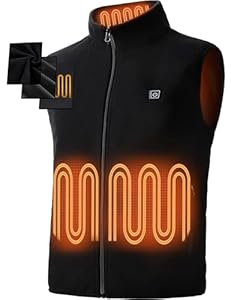 burngogo Beheizbare Weste Heizweste Herren Damen 6 Zonen Heizung 3 Temperaturregler Beheizte Weste (Ohne Powerbank) Beheizbare Jacke L Schwarz
