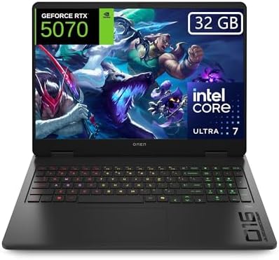 HP OMEN - Ordenador portátil Gaming 16" 2.5K WQXGA (Intel Ultra 7 255H, 32GB RAM, 1TB SSD, NVIDIA GeForce RTX 5070, 8GB 115 TDP, FreeDos) - Negro - Teclado QWERTY Español