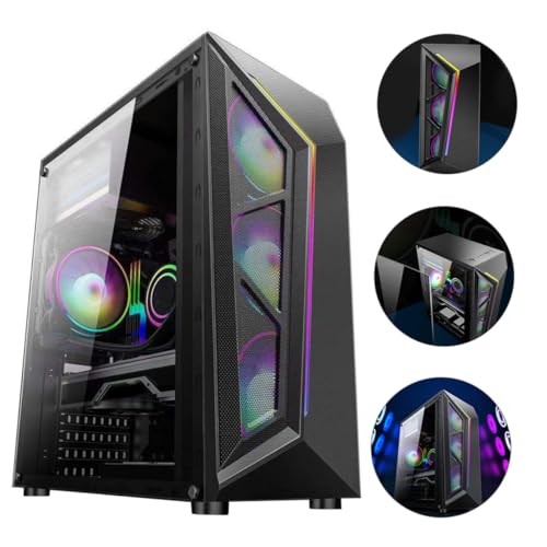 Gabinete para Computadora Gamer RGB con Panel Lateral de Vidrio Templado ATX Mid Tower para Enfriamiento Eficiente y Diseño Elegante con Puerto USB miniatura 5