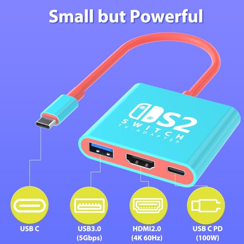 Image of PURBHE TV Docking Station for Nintendo Switch 2 and 1 and Steam Deck, Support TV Dock Mode, Portable HDMI Adapter Accessories for Nintendo Switch 1 and OLED and 2 Dock