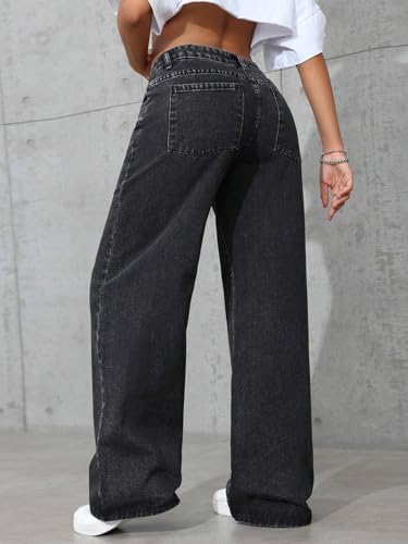 Women's Mid-Rise Jean Straight-Leg Loose-Fit Casual Jeans With Pockets,3