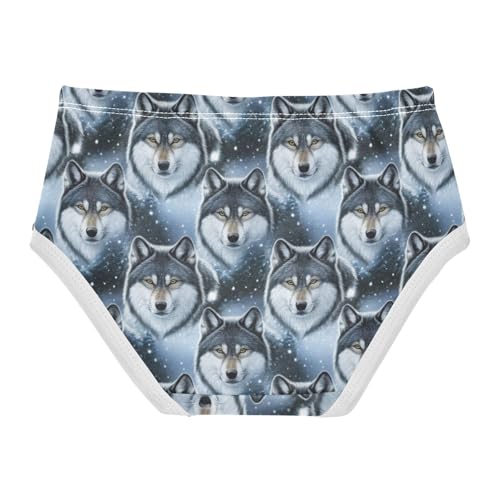 Cool Gray Wolves Animal Cute Panties Girl Girls Underwear Toddler Cotton Flower Undies Kids Briefs 2t2