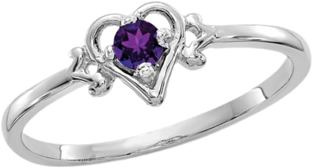 Fine Color Jewels Mothers Day Presents for Women Genuine Birthstone Heart Ring 10K Yellow and White Gold, Birthstone Jewelry Presents for Wife or Girlfriend - Gold Heart Ring for Her