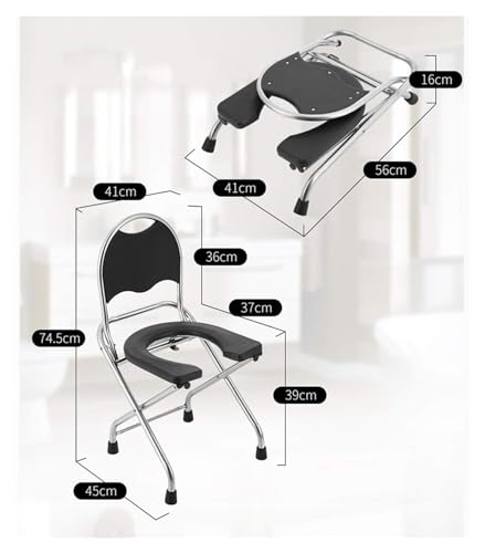Bedside Commodes Folding Bedside Home Toilet Chair Stool Multifunctional Shower Bench with Leg Pad Bucket/Lid for Handicap, Elderly Daily Living Aids - Image 3