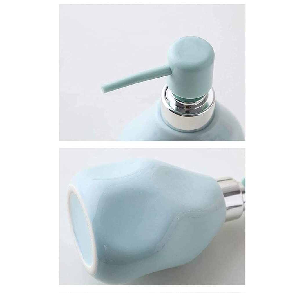 Accessori per Il Bagno Dispenser di Sapone in Ceramica, Dispenser di Sapone Liquido Ricaricabile, Bottiglia A Pompa per Cucina(Blue)
