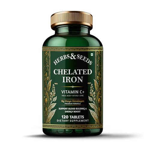 Herbs & Seeds Chelated Iron 65mg, Vegan, Non-GMO, 120 Pills
