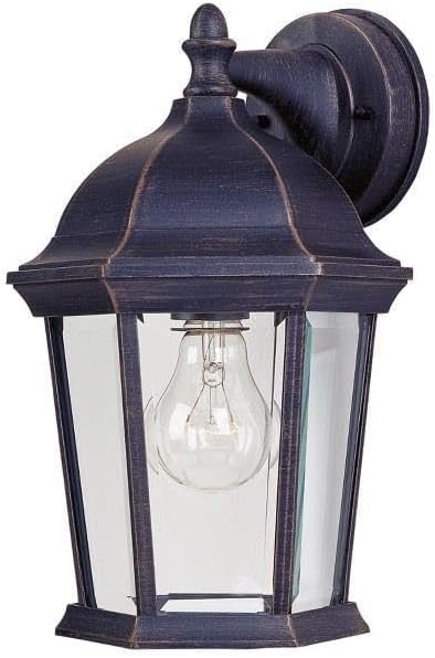 Maxim Lighting Builder Cast 1-Light Outdoor Wall Lantern | Black Finish | Clear Glass Shade | Early American Porch Patio Lantern | 1024BK