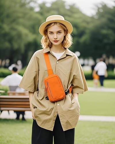 HAUMAUH Brustbeutel Damen Herren Brusttasche Klein - Umhängetasche Umhängetaschen Schultertasche Crossbody – Arbeitsweg Reisen Festival-Begleiter (Orange)