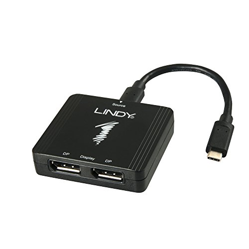 LINDY USB 3.1 Type C to 2 x DisplayPort MST Hub - Black