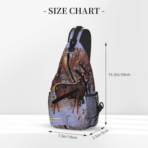 Cross Chest Bag Diagonally-Deers Picture Print Durable Hiking Daypacks With Large Capacity For Women Men3