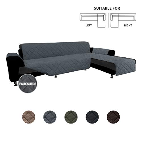 Easy-Going High Quility Sofa Slipcover L Shape Suede Sofa Cover Reversible Sectional Couch