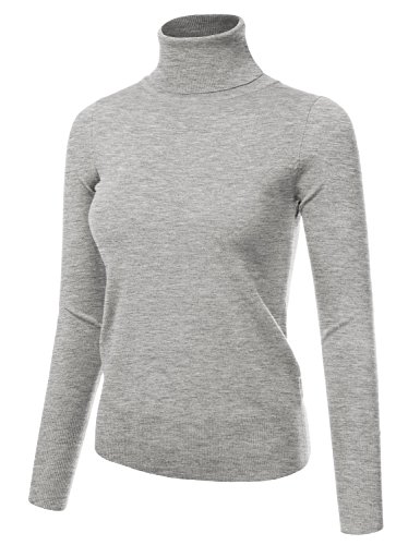 Image of Stretch Soft Knit Sweater Turtle Neck Long Sleeve Casual Lightweight Pullover Sweater for Womens with Plus Size