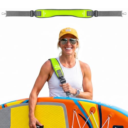 Ashcozy Paddle Board Carrying Strap Padded Soft Foam Comfortable SUP Carrying Strap with Heavy-Duty Zinc Alloy Hook Adjustable Shoulder Strap for Paddleboard Hands-Free Paddle Board Accessories