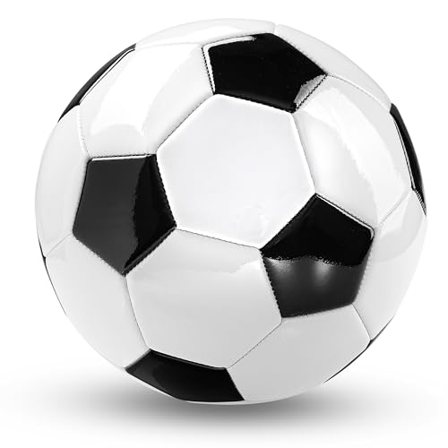 PlayBolt Soccer Ball Size 2 with Pump - Black & White Training Practice & Match Ball for Kids & Toddlers (Pack of 1)