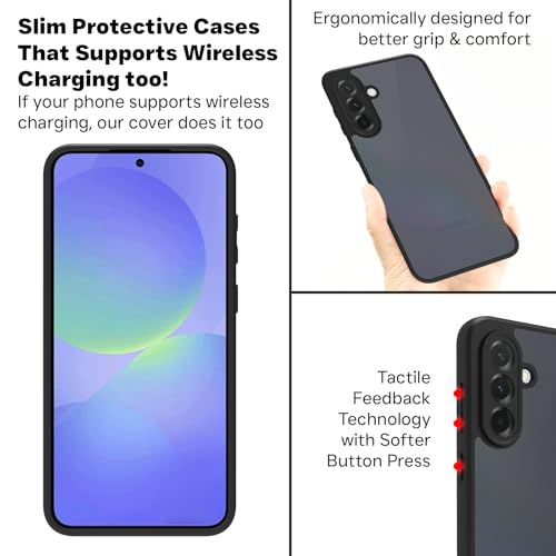 Image of RIGGEAR Shockproof Sleek Hybrid Armor Back Cover Case for Samsung Galaxy A36 5G (Smoke Black Matte PC + Black TPU Bumper)