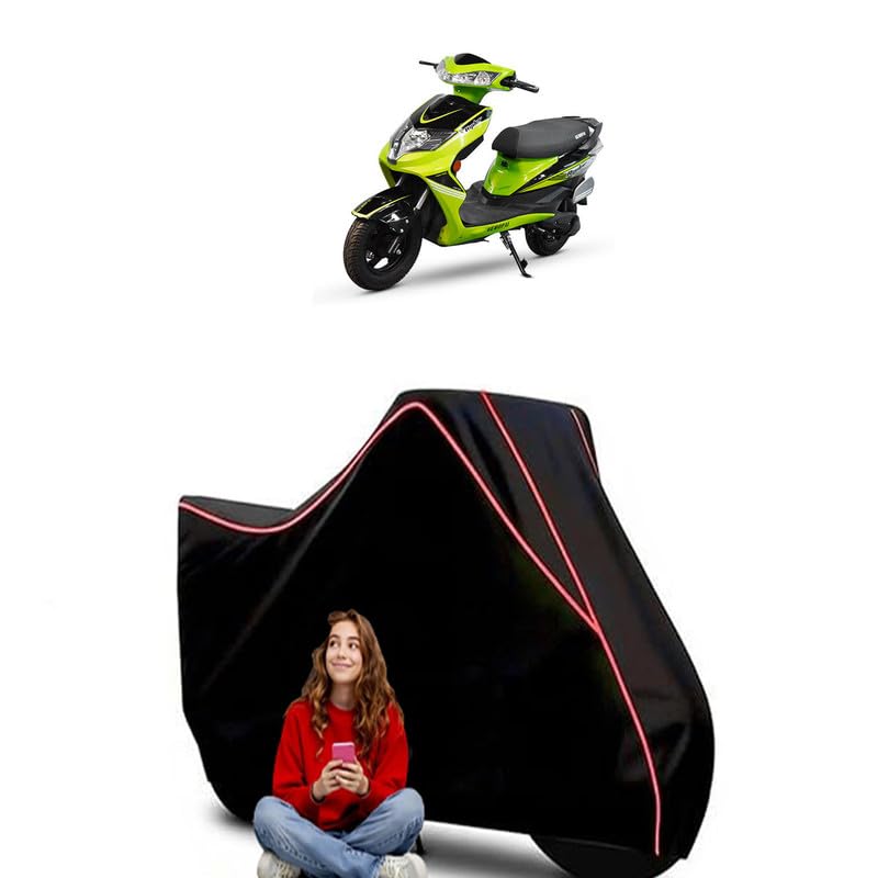 Image of Gemopai Super Max Scooty Bike Cover Water Resistant Outdoor Use Universal Fit Scooters Motorcycles Heavy Duty UV Protection Dust Rain Scratch Resistant Elastic Bottom Black Blue Piping