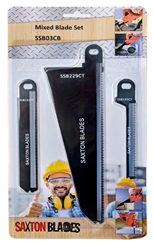 Saxton SSB03CB Lot de 3 lames pour bois et métal compatibles avec les scies piranha Scorpion Black & Decker
