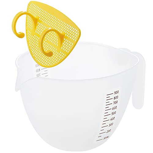 Veiai Mixing Bowl With Handle- 33.81Oz, Egg Batter Bowl With Filter Plastic Measuring Cup Kitchen Supplies For Cooking And Baking #TOP3
