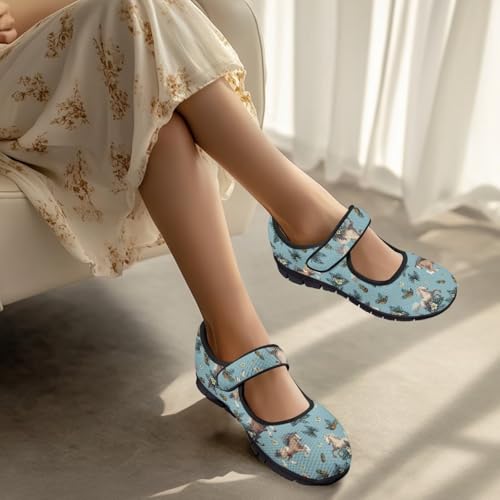 Womens Mary Jane Shoes Sneaker Animals Pattern Non Slip Lightweight Shoes with Magic Sticker for Walking4