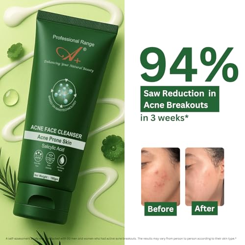 Image of A+ 0.5% Salicylic Acid Acne & Pimple Clear Face Cleanser For Men and Women Acne Cleanser Facewash for Oily Skin Dermatologist Inspired Face Wash for Oily Skin Women Deep Pore Care 100g