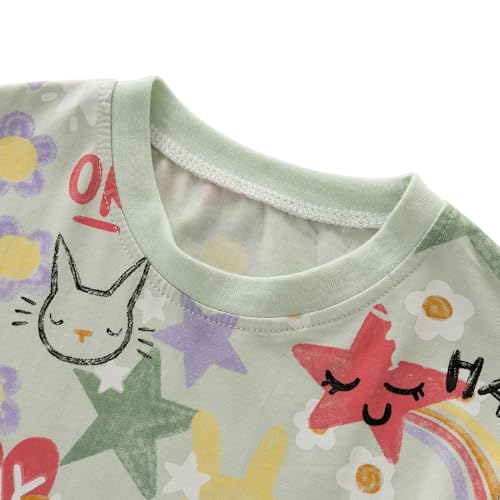 Little Girls Cotton Long Sleeve Casual Dress Toddler Kids Cartoon Floral Print Jersey Dresses 24M-7Yrs4