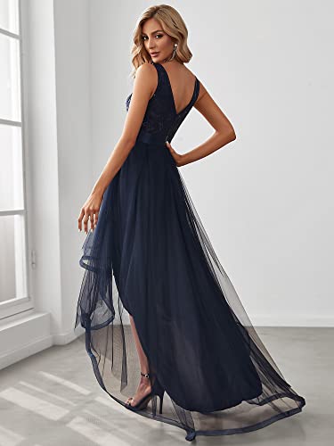 Ever-Pretty Women's V Neck Pleated Waist Short Sleeve Wedding Guest Dress Chiffon Bridesmaid Dresses 007932