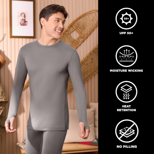 Image of Cuddl Duds Heavyweight 2 Piece Sets Base Layer Thermal Underwear for Men | Winter Clothing, Fleece Lined Long Sleeve Top & Leggings, Soft Lounge Set for Cold Weather, Moisture Wicking Heat Retention