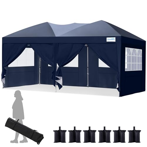 Quictent 3x6m (10x20ft) Pop-Up Canopy Tent with Church Window Sidewalls, Adjustable Height for Events, Portable Shelter for Garden Parties, Navy
