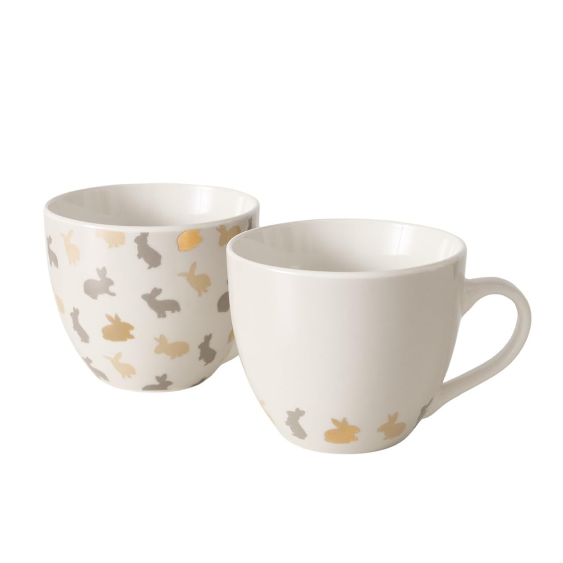 2 szt. Jumbo filiżanki do kawy 480 ml filiżanki zajączek Knuffi n331 Wielkanoc porcelana zająca mama zajączek Wielkanoc Filiżanki Kubek Pott Filiżanka do herbaty Zestaw upominkowy Rodzina Króliczków Kremowy Biały