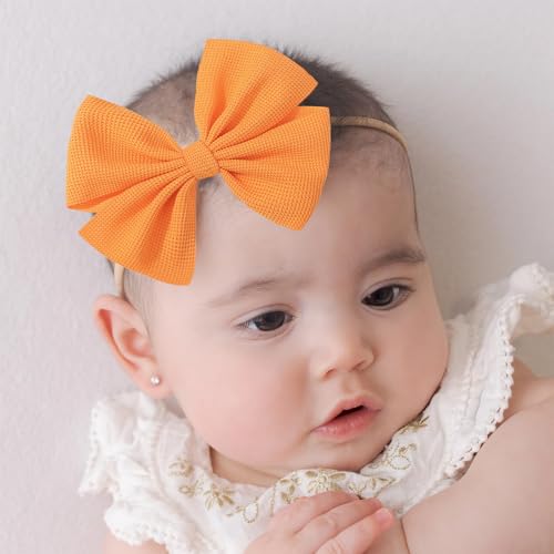 Thanksgiving Baby Girls Bows Elastic Nylon Headbands Bows for Baby Girls Toddler Hair Bows Fall Theme Party Hair Accessories Newborn Bows for Infant Toddlers Kids3