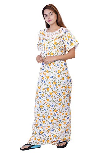 Image of Women's Cotton Block Print Knee Length Nighty