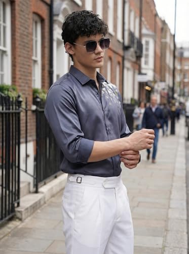Image of IndoPrimo Men's Stylish Satin Shirt for Party, Formal, Daily and Casual Wear Full Sleeve Shirt for Mens - Trio