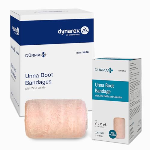 Dynarex Dürma+ Unna Boot Bandages with Zinc Oxide and Calamine - Provides Compression with Soothing Formula for Leg Ulcers, Edema, Sprains - 4