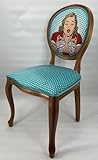 Profondità circa: 68 cm Casa Padrino Sedia da Pranzo Barocco Turchese/Multicolore/Marrone - Sedia in Stile Antico con Design Fatto a Mano - Mobile da Pranzo in Stile Barocco - Nobile e Magnifico
