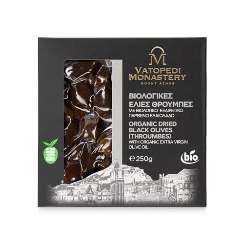 Aceitunas Negras Secas Orgánicas (Throumbes) de los Olivares Antiguos del Monasterio de Vatopedi - 250g