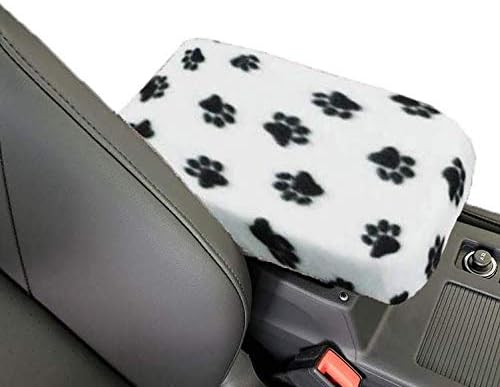 Car Console Covers Plus Made in USA Designed for Subaru Impreza 2006-2016 Fleece Auto Armrest Center Console Cover Protector White Paws