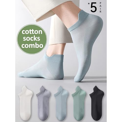 Image of DIVUE Ankle Length Socks for Men & Women | 5 Pair Unisex Multi Color Combo Pack | Cotton Rich, Breathable, Sweat Absorbent, Odor Resistant, Stretchable, Durable Multipurpose Sports, Gym & Casual Socks