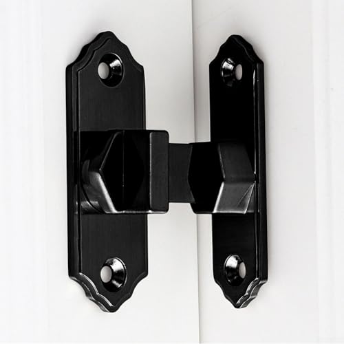 Zilimontt Robustes Scheunentürschloss mit Bolzen-Kippschutzriegel, Aluminiumlegierung, 90-Grad-Tür-Sicherheit für Gartenhaus, Lager, Balkon, Toilette, Schrank (schwarz)