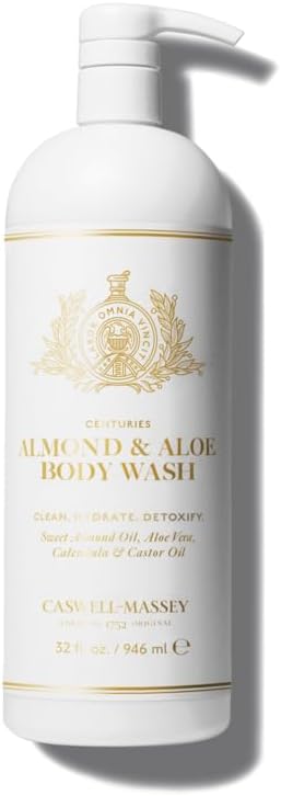 Caswell-MasseyAlmond & Aloe Body Wash, Natural Body Wash, Moisturizing Skin Cleanser for Men & Women, Nourishing Sweet Almond Oil, 32 Oz