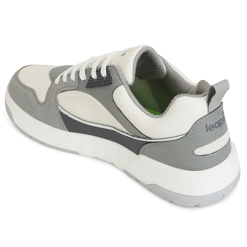 Image of Liberty Leap7x LAPON-1E Men's Casual Lacing Sneakers, Beige, Black & Light Grey | Suitable For Walking Travel, College, Office | Comfortable Lace-Up Casual Shoes | Lightweight Stylish Fashion Footwear