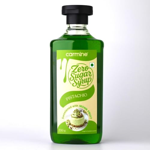 Image of Carmine Zero Sugar Pistachio Syrup - 330g | Sweetened with Pure Monk Fruit | Plant-Based | No Added Sugar or Artificial Ingredients, No Artificial Colors
